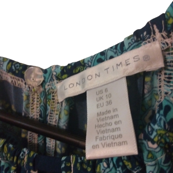 London Times Halter Paisley Geo Design w. Keyhole Front/Back BoHo Maxi Dress 6 - Picture 2 of 8